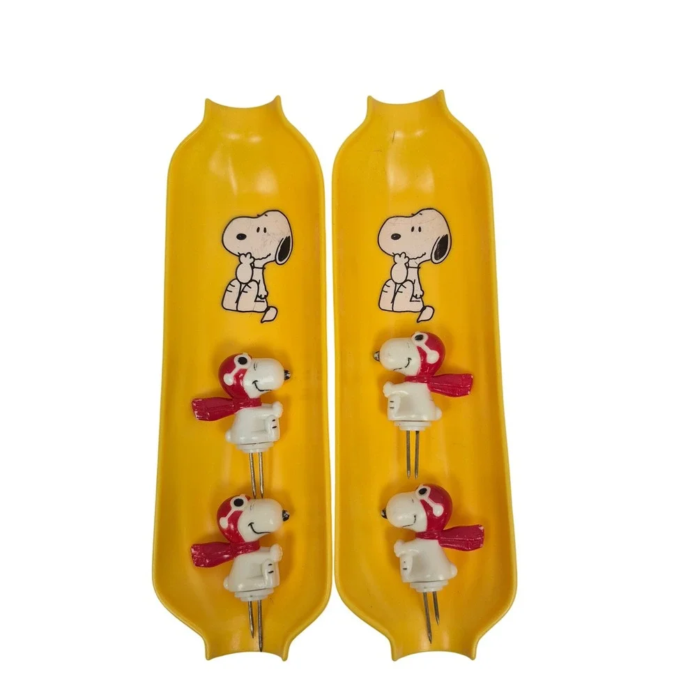 Peanuts Snoopy Corn on the Cob Holders Set Flying Ace Vintage 1958‎
